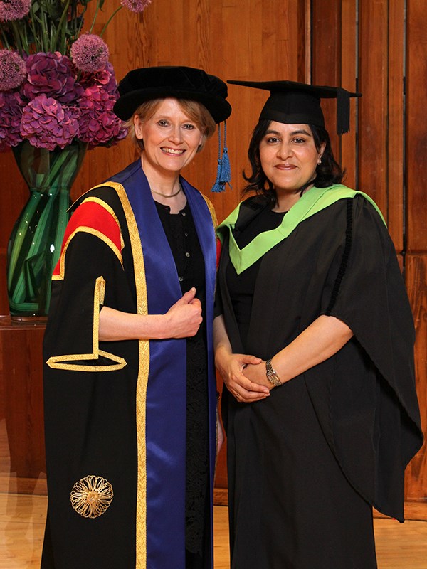 Professor Andrea Nollent Vice Chancellor/CEO and Baroness Sayeeda Warsi member of the House of Lords