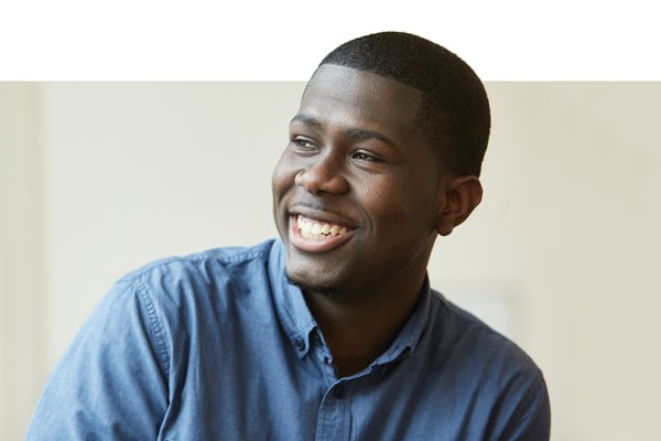 Smiling student looking over camera