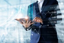 Business man using tablet device