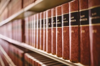 Law books on a bookshelf