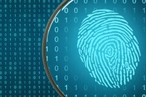 Fingerprint highlighted by a magnifying glass