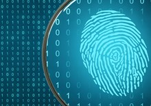 Fingerprint highlighted by a magnifying glass
