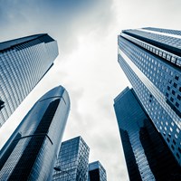 View of skyscrapers seen from ground level