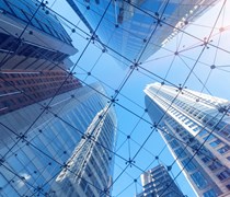 View of skyscrapers seen from ground level