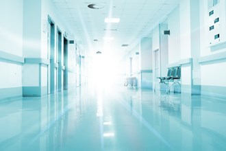 Bright hospital corridor