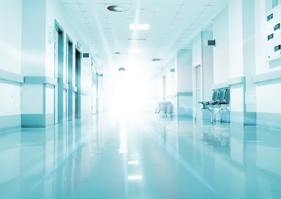 Bright hospital corridor