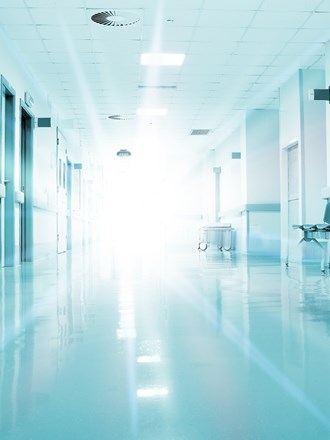 Bright hospital corridor