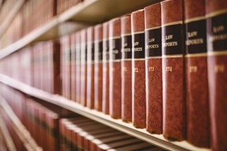 Legal books on a bookshelf