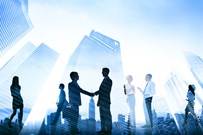 Silhouette of Law professionals shaking hands