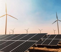 Wind turbines and solar panels