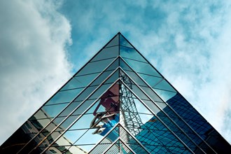 angled glass building