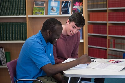 Two students working together