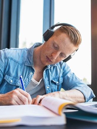 Male student studying