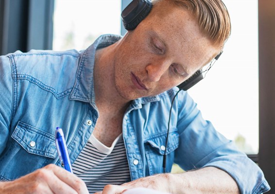 Male student studying