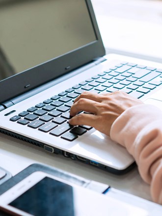 Student working on laptop