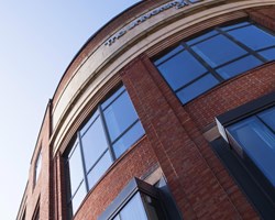 Vertical angled photo of Birmingham campus exterior