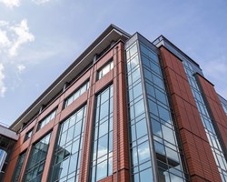 Angled view of Bristol campus exterior