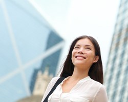 Smily student in the city 