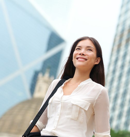 Smily student in the city 