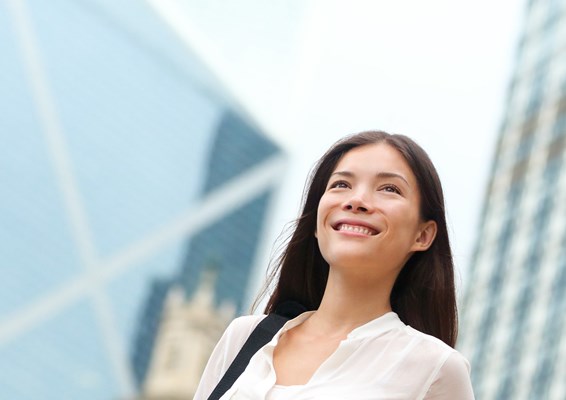 Smily student in the city 