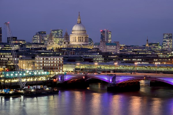 St Paul's Catherdal and River Thames skyline at night