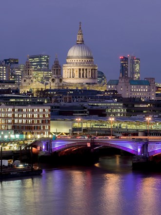 St Paul's Catherdal and River Thames skyline at night