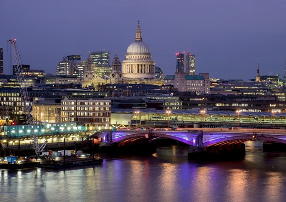 St Paul's Catherdal and River Thames skyline at night