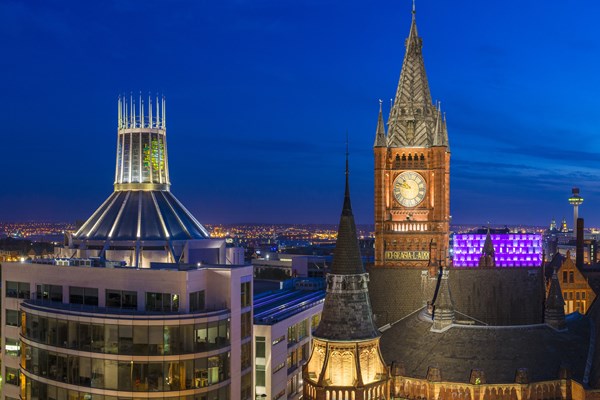 Liverpool skyline at night