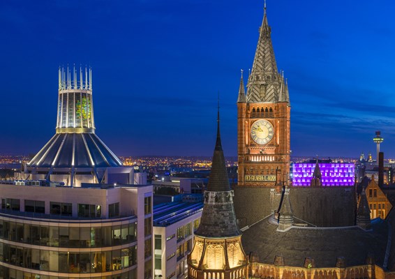 Liverpool skyline at night