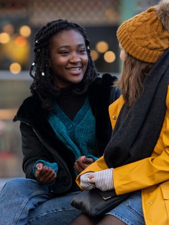 Students sat talking 