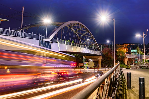Sheffield city at nighttime