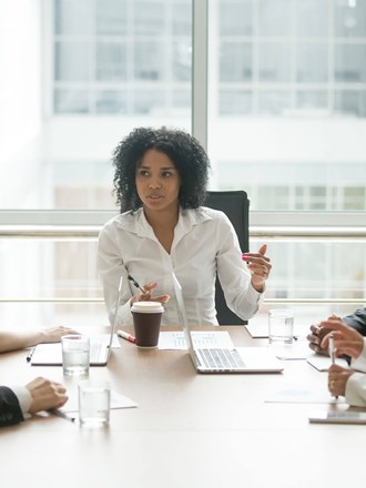 Female business professional in meeting Female business professional in meeting