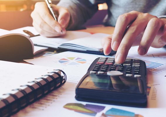 Person using calculator
