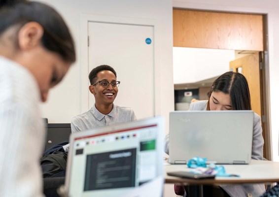 Smiling male student