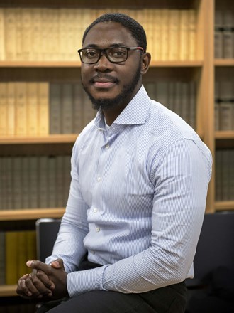 Student in library