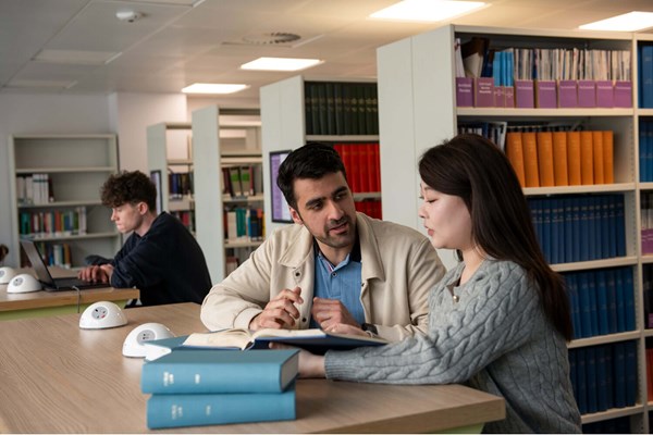 Students learning in library