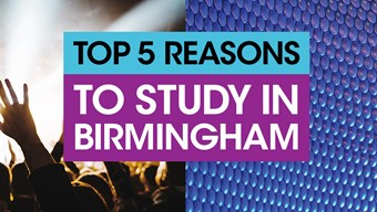 Two images showing Birmingham's night life and exterior of Birmingham's Bull ring