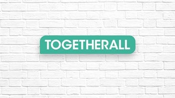 A white wall featuring a Togetherall logo