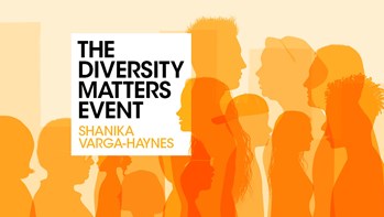 Diversity matters with Shanika Varga-Haynes - orange outlines of a diverse range of people