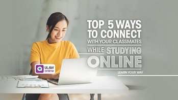 Online student working on her laptop