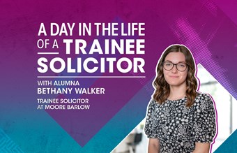 Alumna and Trainee Solicitor Bethany Walker - a young lady with glasses and long hair