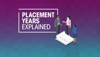 Graphic of three people discussing checklist next to title: Placement years explained