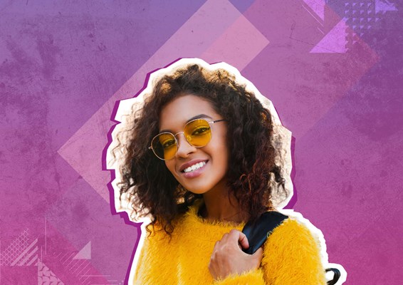 Female student in yellow top and sunglasses
