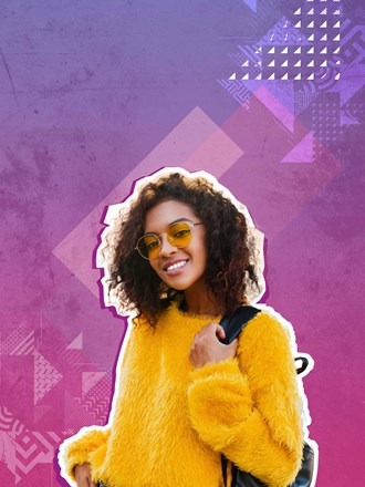 Female student in yellow top and sunglasses